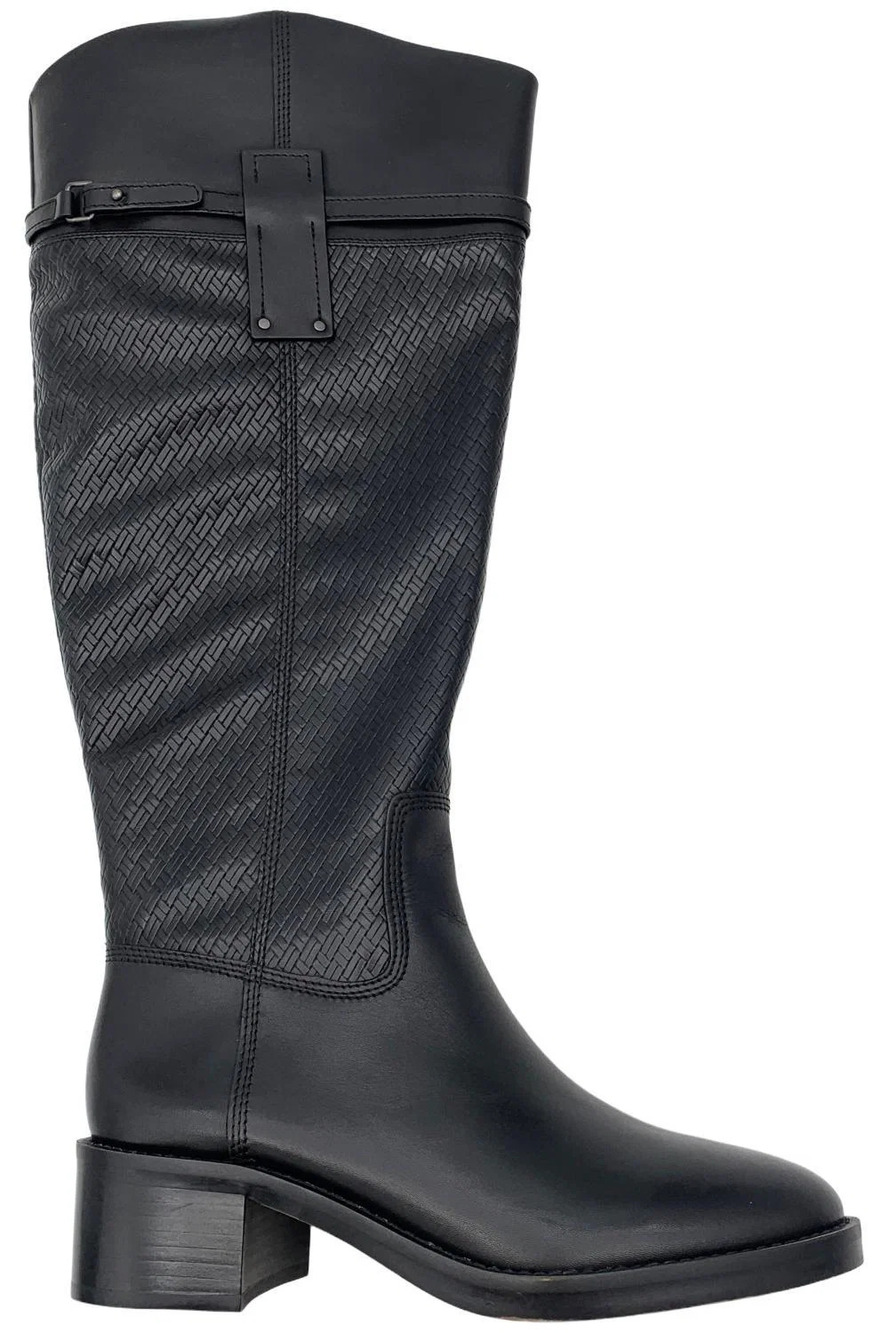 Franco Sarto Women's Colt Leather Wide Calf Tall Shaft Boot Black - Medium